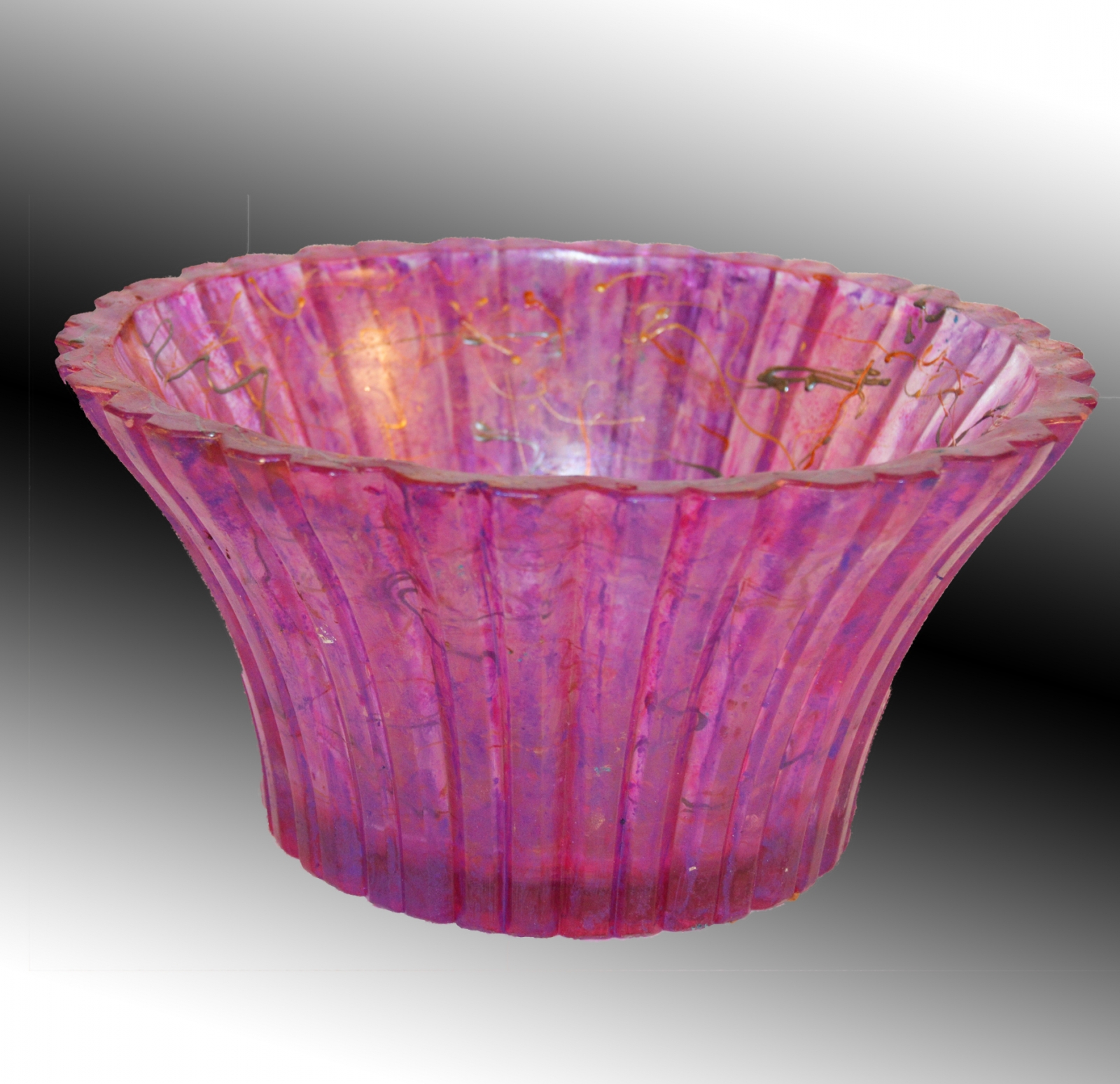 Light Magenta Fluted fruit bowl 9" x 5" SpiritualMessageDesigns