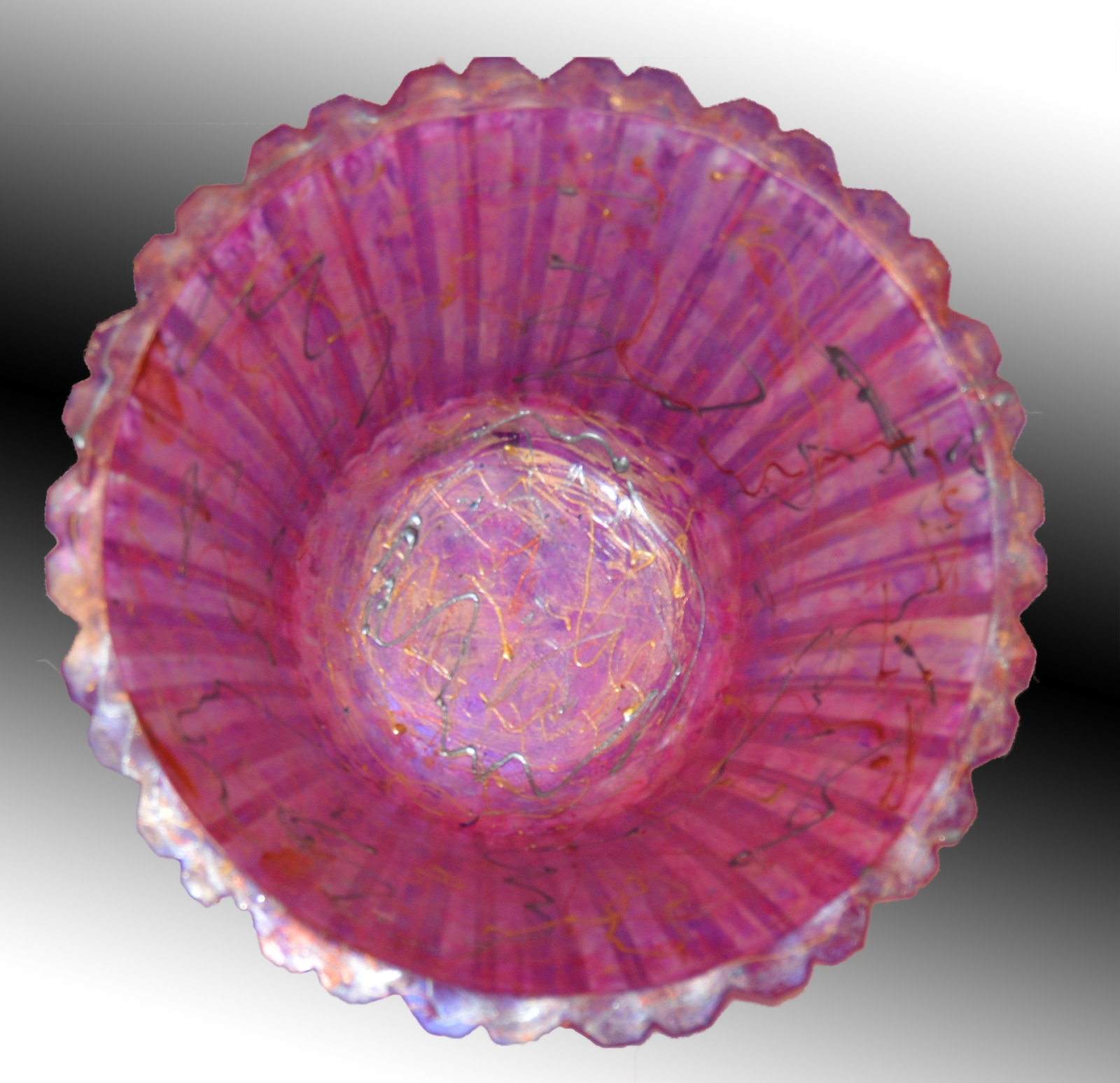 Light Magenta Fluted fruit bowl 9" x 5" SpiritualMessageDesigns